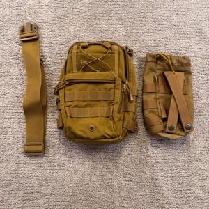 OneTigris Tactical Mini Shoulder Bag MOLLE EDC Sling Pack Water Bottle Pouch Tan